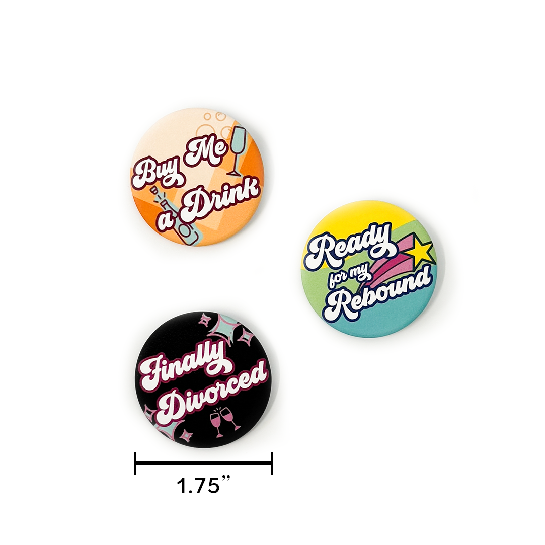 Divorce Achievement Buttons - Set of 3