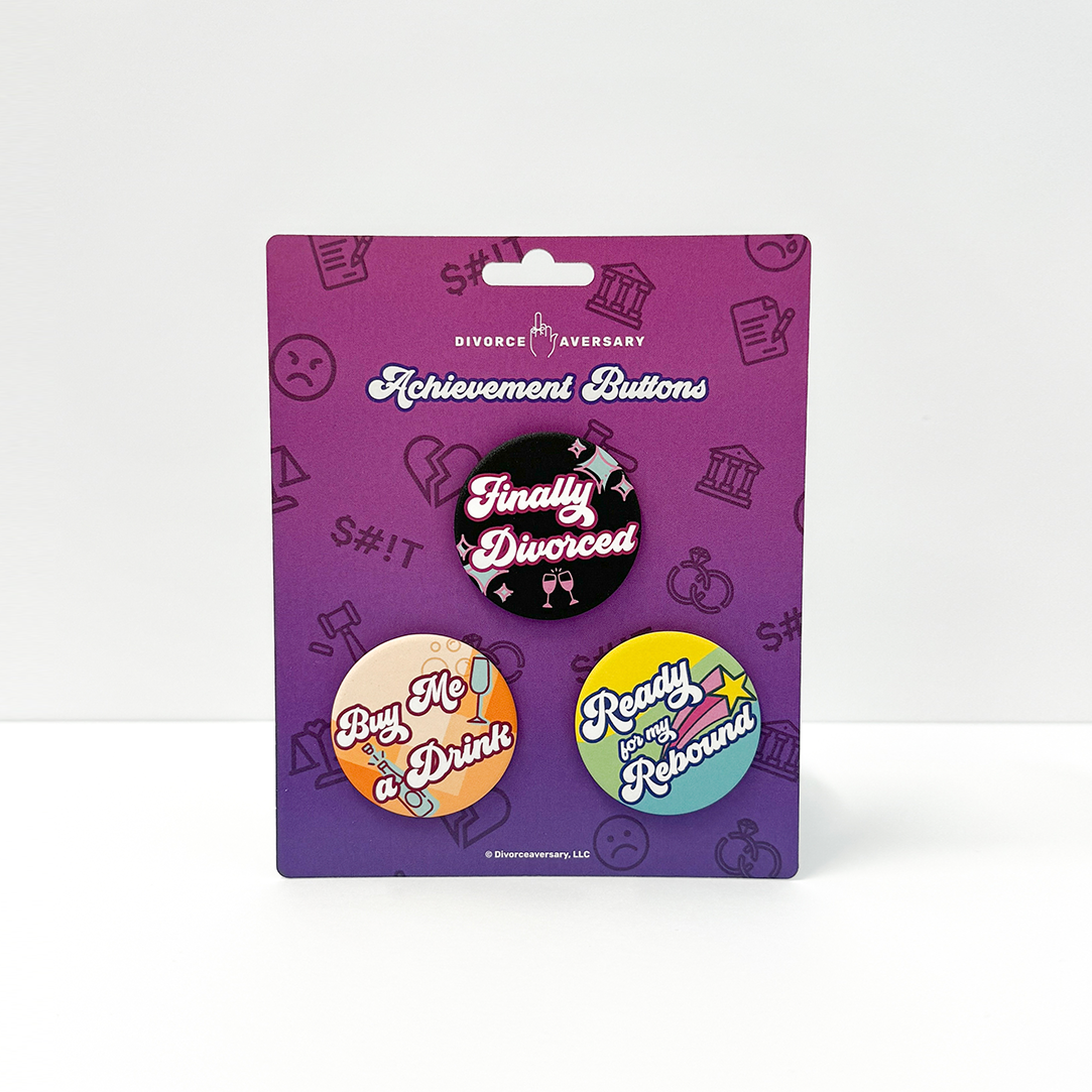 Divorce Achievement Buttons - Set of 3