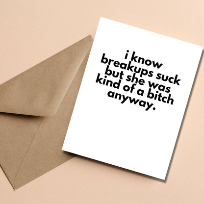 I know Breakups Suck But She Was Kind of a Bitch Anyway - Funny Breakup Card