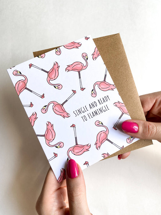 Single and Ready to Flamingle Break Up Card Divorce Card