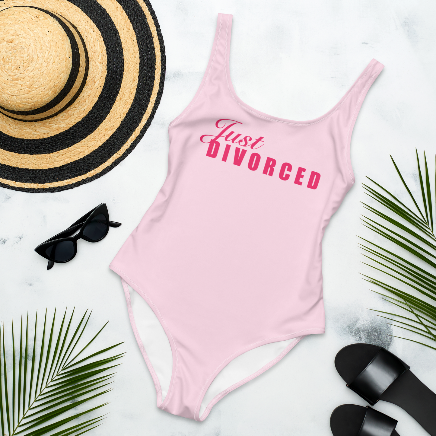 "Just Divorced" One-Piece Swimsuit Pink