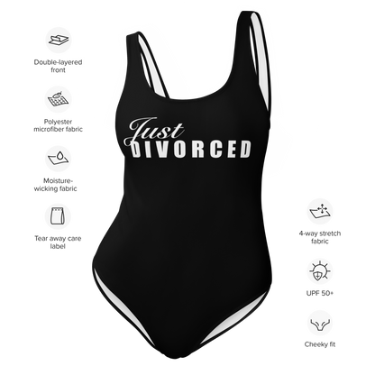 "Just Divorced" One-Piece Swimsuit Black